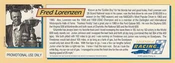 1992 Legends of Racing - Legends of Racing Promo #NNO Fred Lorenzen Back