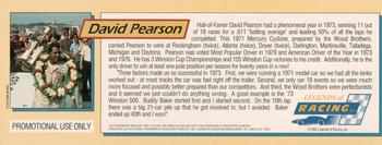 1992 Legends of Racing - Legends of Racing Promo #NNO David Pearson Back
