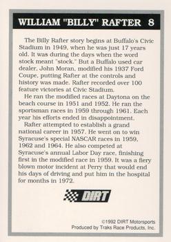 1992 Traks Dirt Hall of Fame #8 Bill Rafter Back