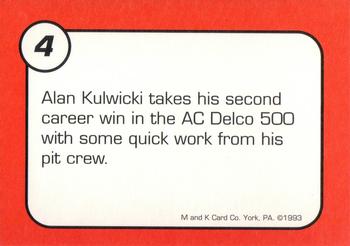 1993 M and K Alan Kulwicki #4 Alan Kulwicki Back