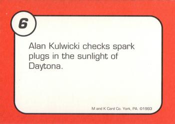 1993 M and K Alan Kulwicki #6 Alan Kulwicki Back