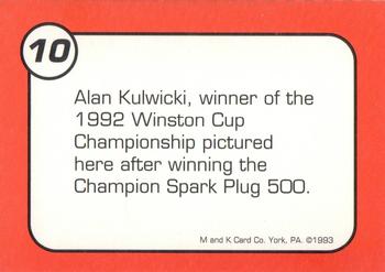 1993 M and K Alan Kulwicki #10 Alan Kulwicki Back