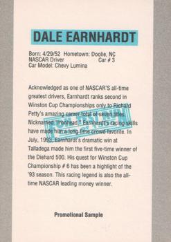 1993 Track Stars - Track Stars Silver Foil Test Run #NNO Dale Earnhardt Back