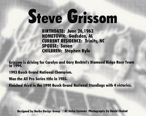 1994 AC Racing #NNO Steve Grissom Back