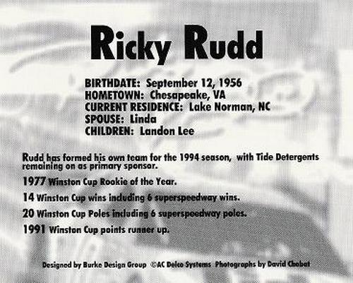 1994 AC Racing #NNO Ricky Rudd Back