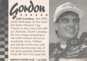 1994 America's Racing #179 Jeff Gordon Back