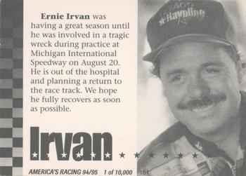 1994 America's Racing #181 Ernie Irvan Back