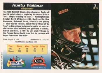 1994 Maxx Case #2 Rusty Wallace Back