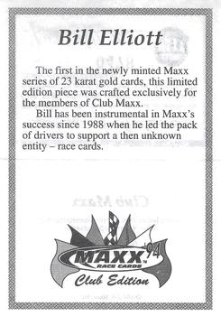 1994 Maxx Mint 23 Karat Gold #NNO Certificate of Authenticity - Bill Elliott Back