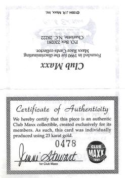 1994 Maxx Mint 23 Karat Gold #NNO Certificate of Authenticity - Bill Elliott Front