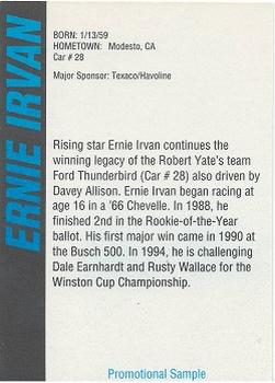 1994 Track Stars (unlicensed) #NNO Ernie Irvan Back