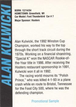 1994 Track Stars (unlicensed) #NNO Alan Kulwicki Back