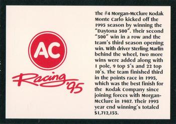 1995 AC Racing 95 Collectable AC Spark Plug/Race Card Sets #NNO Sterling Marlin Back