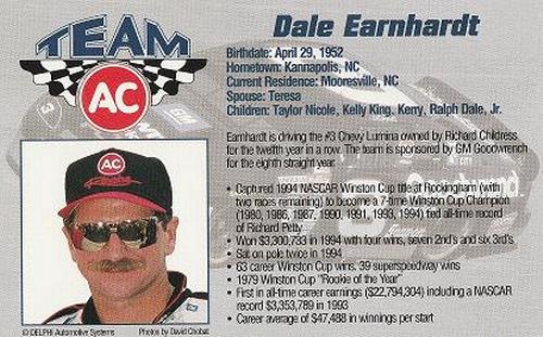 1995 AC Racing #NNO Dale Earnhardt Back