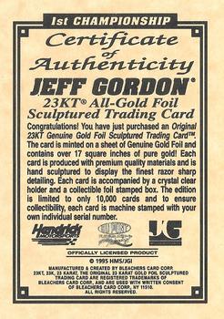 1995 Bleachers 23K Gold Jeff Gordon #NNO Certificate of Authenticity Front
