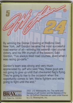 2002 Brax Jeff Gordon #5 Jeff Gordon Back