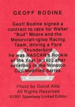 1992 Speedway Limited Edition Number 1 #NNO Geoff Bodine Back