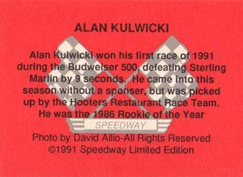 1992 Speedway Limited Edition Number 1 #NNO Alan Kulwicki Back
