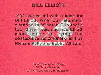 1992 Speedway Limited Edition Number 3 #NNO Bill Elliott Back