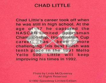 1992 Speedway Limited Edition Number 3 #NNO Chad Little Back