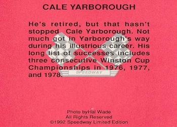 1992 Speedway Limited Edition Number 3 #NNO Cale Yarborough Back