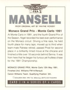 1994 Golden Era Mansell #2 Monaco Grand Prix - Monte Carlo 1991 Back