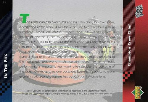 1996 Upper Deck Jeff Gordon Profiles - Silver 5x7 #11 Jeff Gordon Back