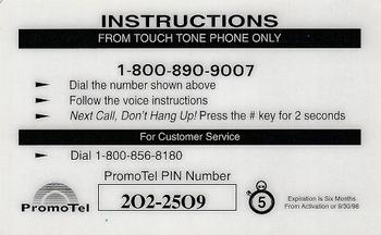 1997 Kellogg's Racing Phone Card #NNO Terry Labonte Back