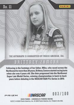 2020 Panini Chronicles - Phoenix Autographs #11 Brittney Zamora Back