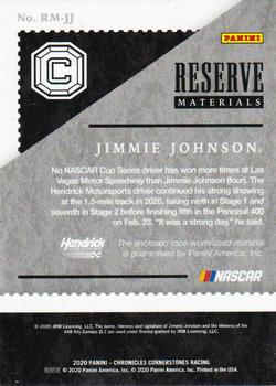 2020 Panini Chronicles - Reserve Materials Holo Silver #RM-JJ Jimmie Johnson Back