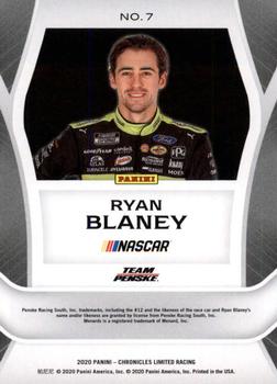 2020 Panini Chronicles - Limited Red #7 Ryan Blaney Back