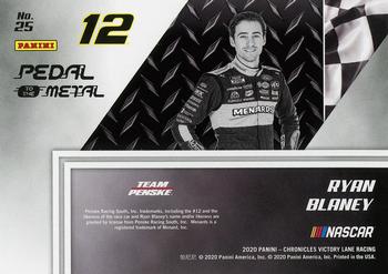 2020 Panini Chronicles - Pedal to the Metal Red #25 Ryan Blaney Back