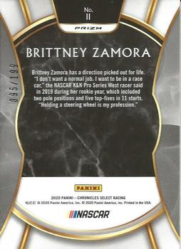 2020 Panini Chronicles - Select Blue #11 Brittney Zamora Back