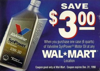 1998 Valvoline #NNO $3.00 Wal-Mart Coupon Front