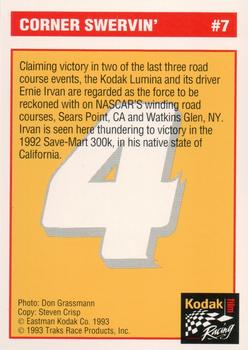 1993 Traks Kodak Ernie Irvan #7 Ernie Irvan Back