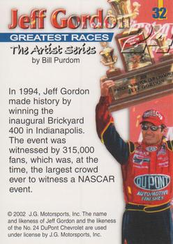 2002 Jeff Gordon The Artist Series #32 Jeff Gordon Back