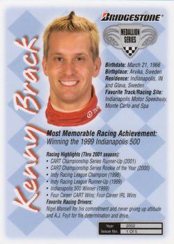 2002 Bridgestone Medallion Series #1 Kenny Brack Back