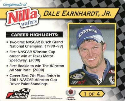 2002 Nilla Wafers #1 Dale Earnhardt Jr. Back