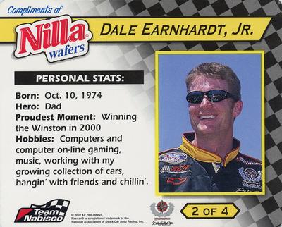2002 Nilla Wafers #2 Dale Earnhardt Jr. Back