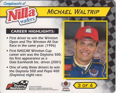 2002 Nilla Wafers #3 Michael Waltrip Back