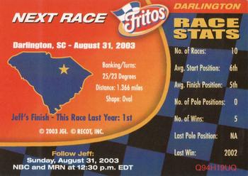 2003 Fritos Collector Card Series #24 Jeff Gordon Back