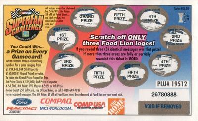 1999 Food Lion NASCAR SuperFan Challenge Game #NNO Wally Dallenbach Jr.'s Car Back