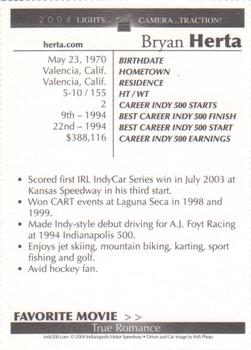 2004 Indianapolis 500 #NNO Bryan Herta Back