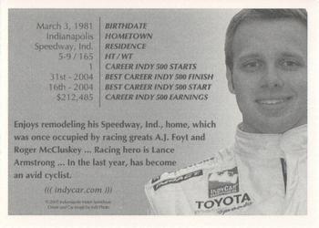 2005 Indianapolis 500 #NNO Ed Carpenter Back