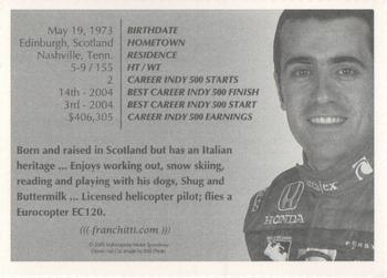 2005 Indianapolis 500 #NNO Dario Franchitti Back