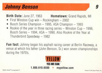 2004 Yellow Racing #9 Johnny Benson Back