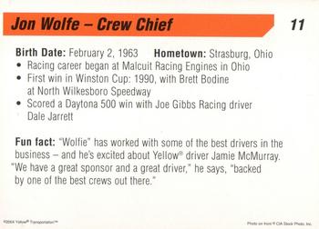 2004 Yellow Racing #11 Jon Wolfe Back