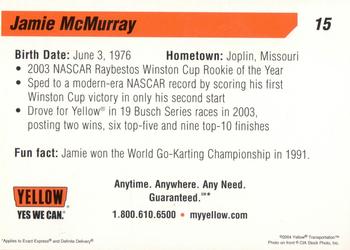 2004 Yellow Racing #15 Jamie McMurray Back