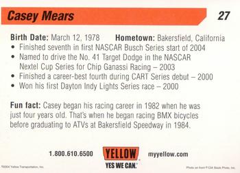2004 Yellow Racing #27 Casey Mears Back