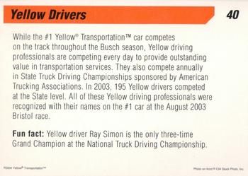 2004 Yellow Racing #40 Yellow Drivers Back
